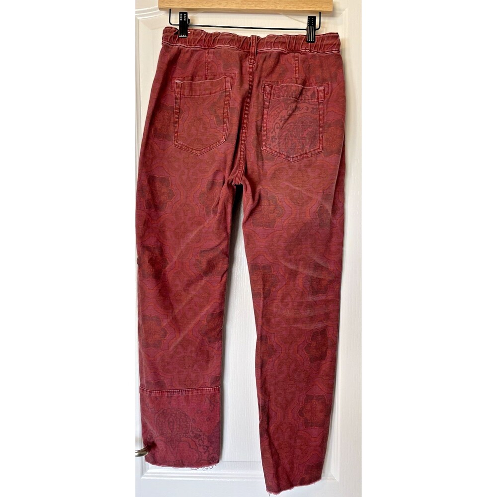 Pilcro NEW womens sleezy indie pattern magenta raw hem drawstring denim pants XS - Picture 3 of 9